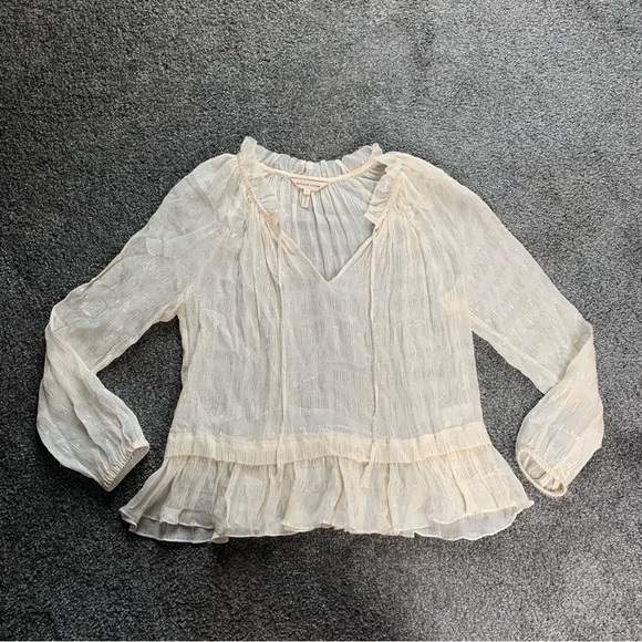 Rebecca Taylor silk lurex clip long sleeve top - Picture 1 of 10